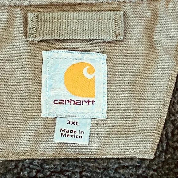 Carhartt 3XL Duck Canvas Sherpa Lined Vest Full Zip Green/Brown Layer vest Warm